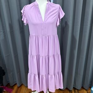 Amanda Uprichard Lilac Tiered Midi Dress